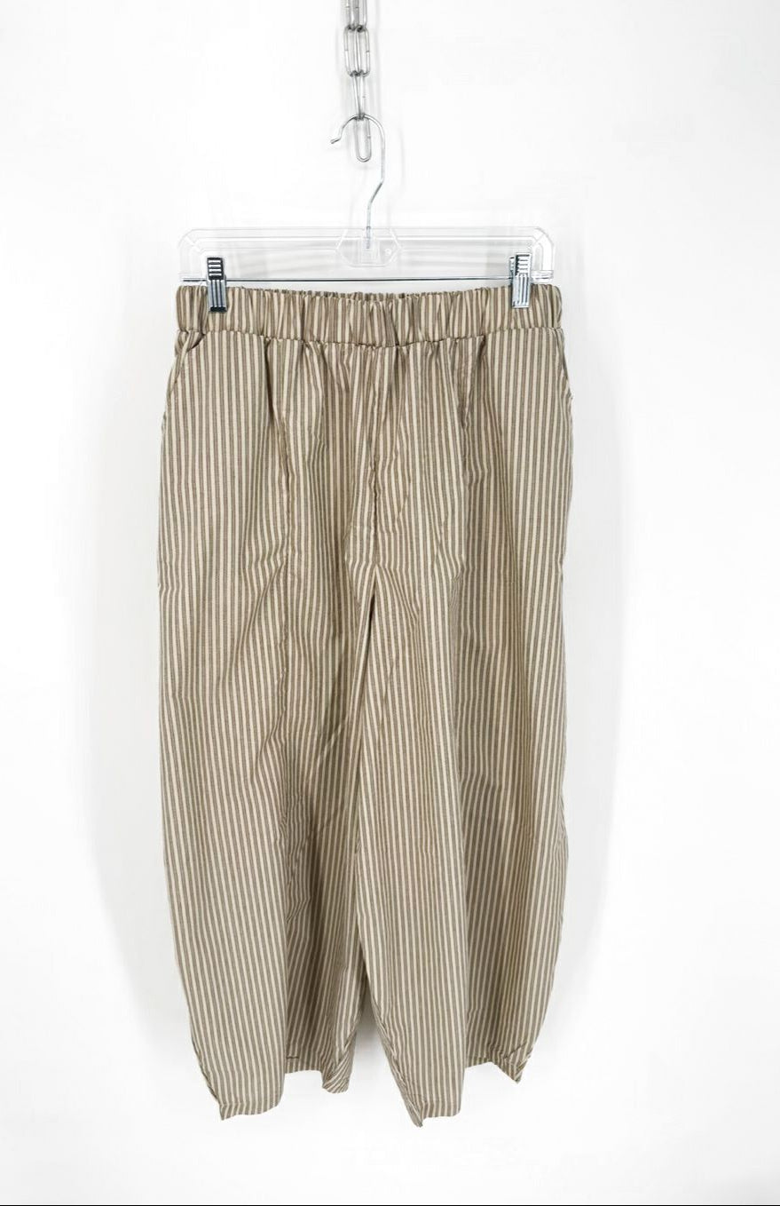 BOHEME Size M/L Taupe Stripe Barrel Pants NWT