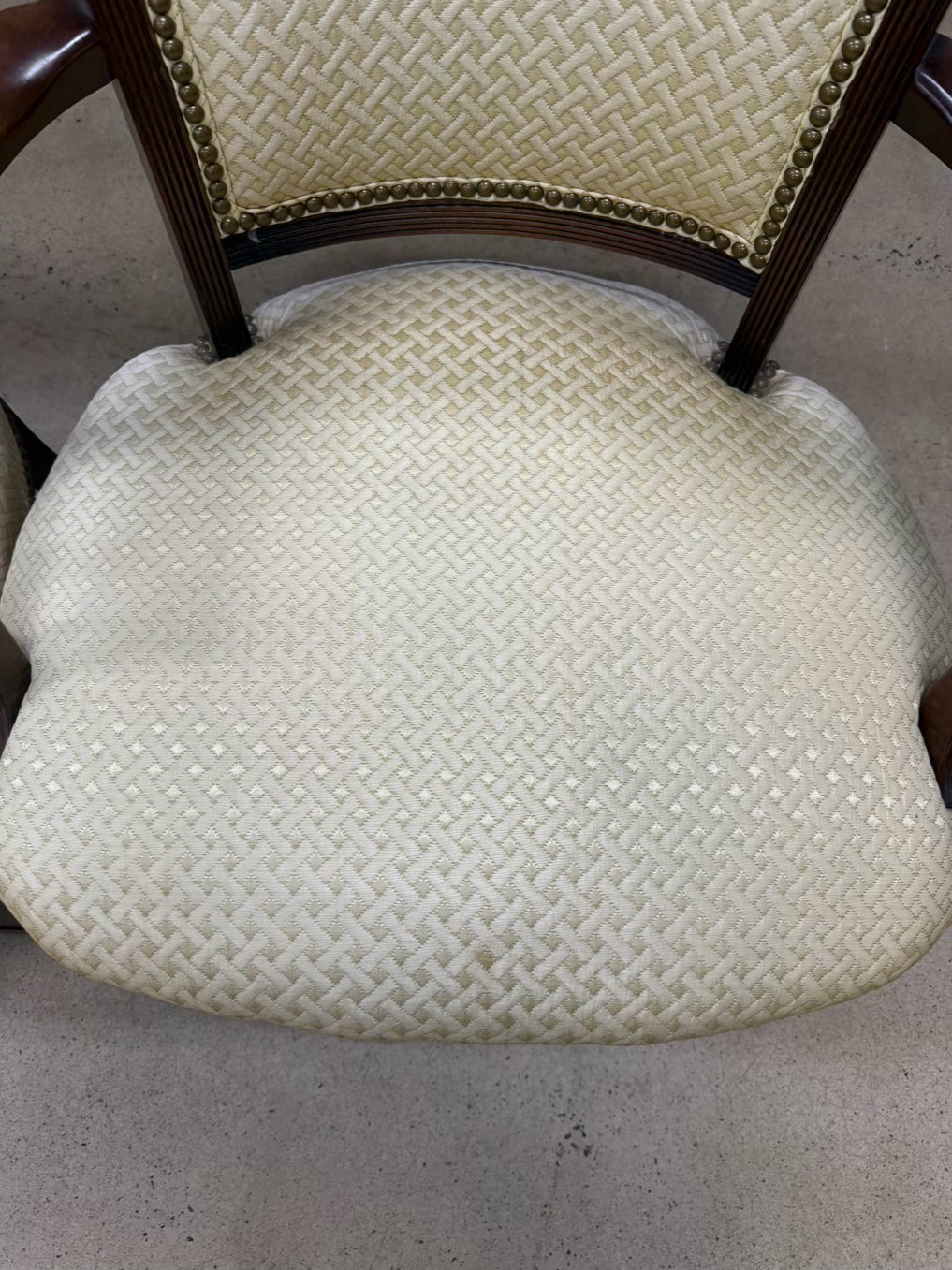 Wood Nail Head Pair Of Yellow Side Chairs
