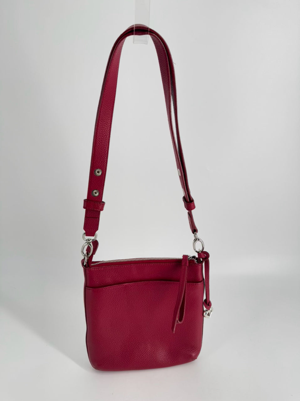 BRIGHTON Red & Silver Leather Crossbody Bag