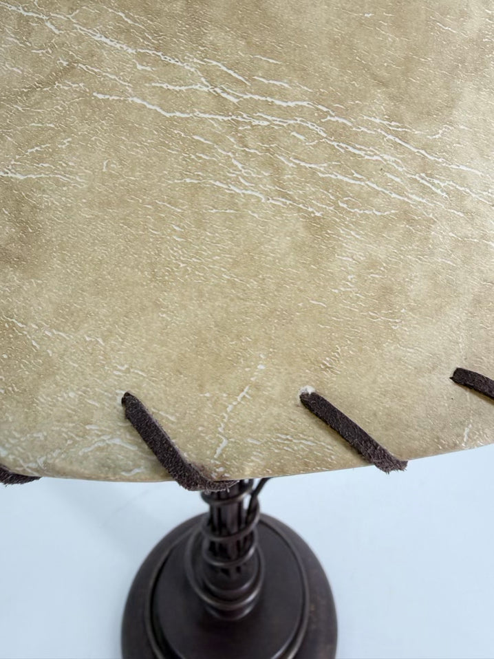 Brown Metal Cat Tail & Pine Cones Lamp w/ Shade