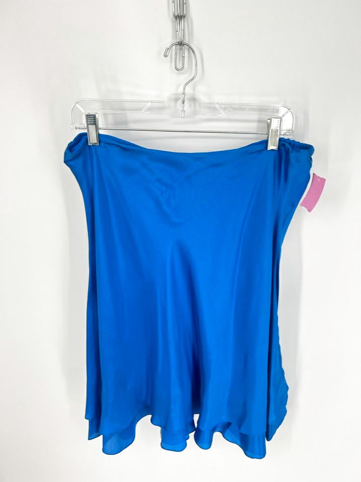 LAUREN RALPH LAUREN Size L Blue Silk Skirt NWT
