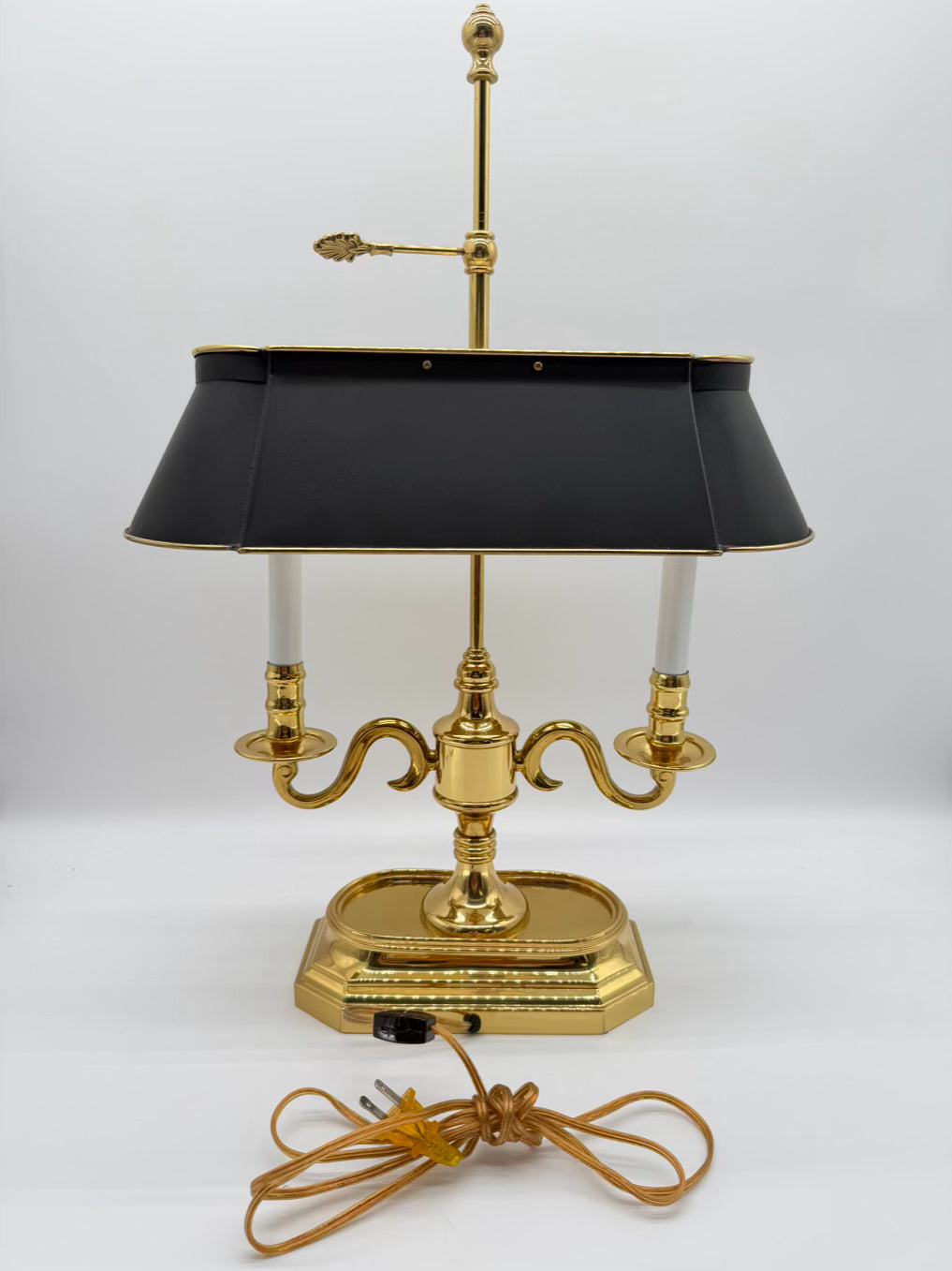 Gold & black Bouillotte Brass Lamp w/ Black Tole Shade
