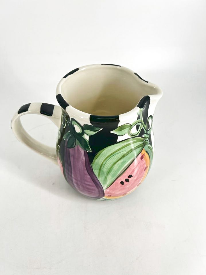 VICKI CARROLL Multi Colored Pottery Fruit Pitcher