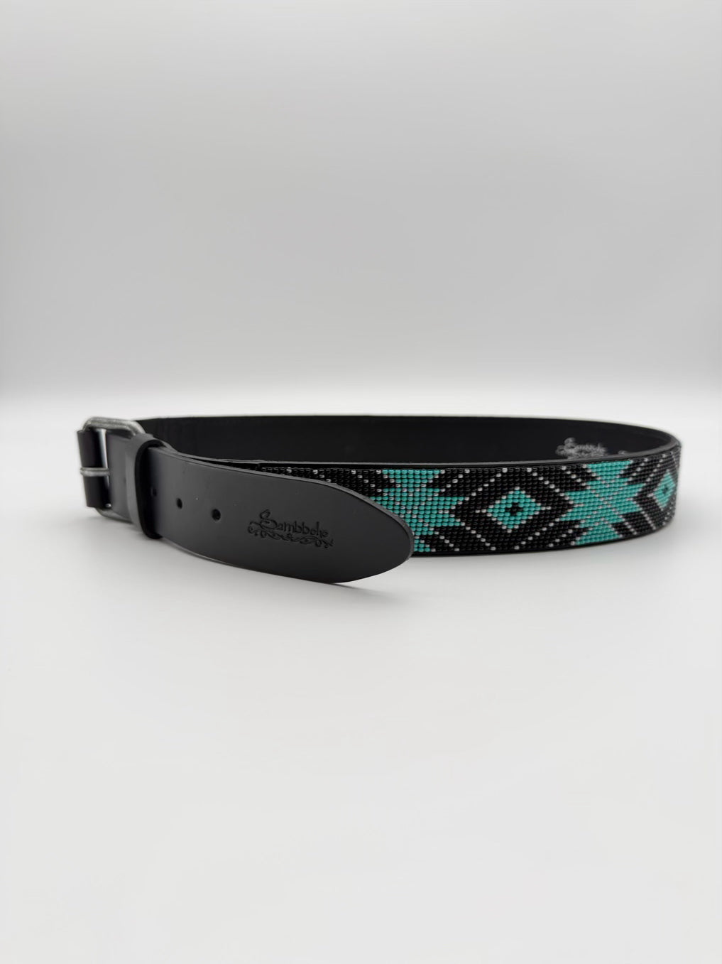 SAMBBOHO Black & Teal Small Beaded Belt