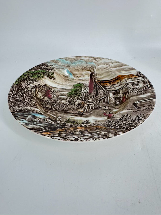 WOOD & SON Brown & White Ironstone "The Posthouse" Dinner Set for 4