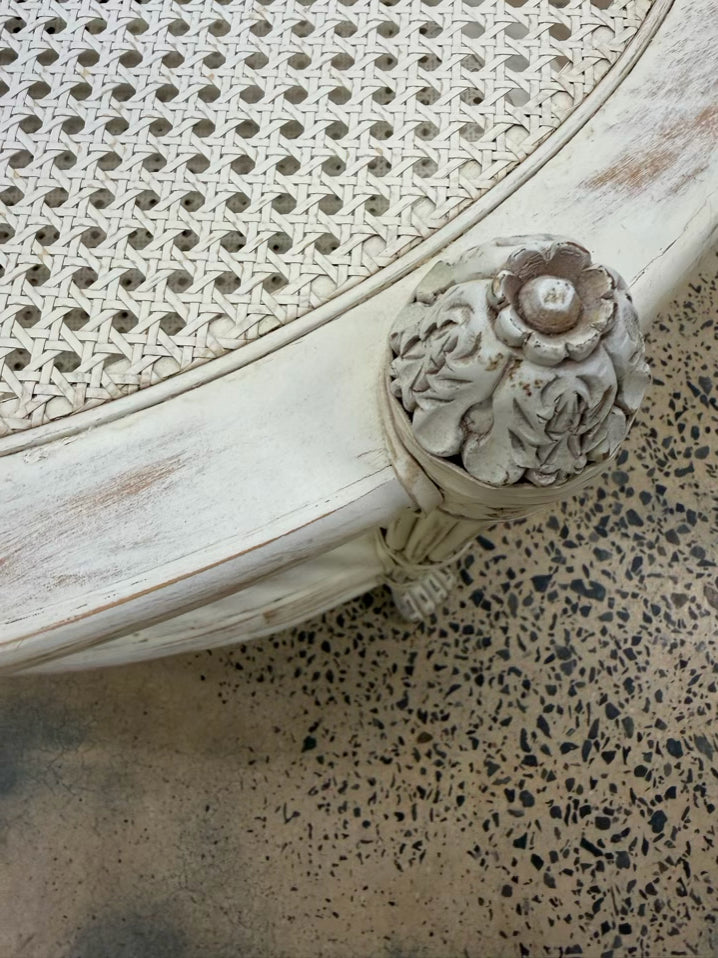 White Wood Occasional 3 Tier Table w/ Cane Shelves