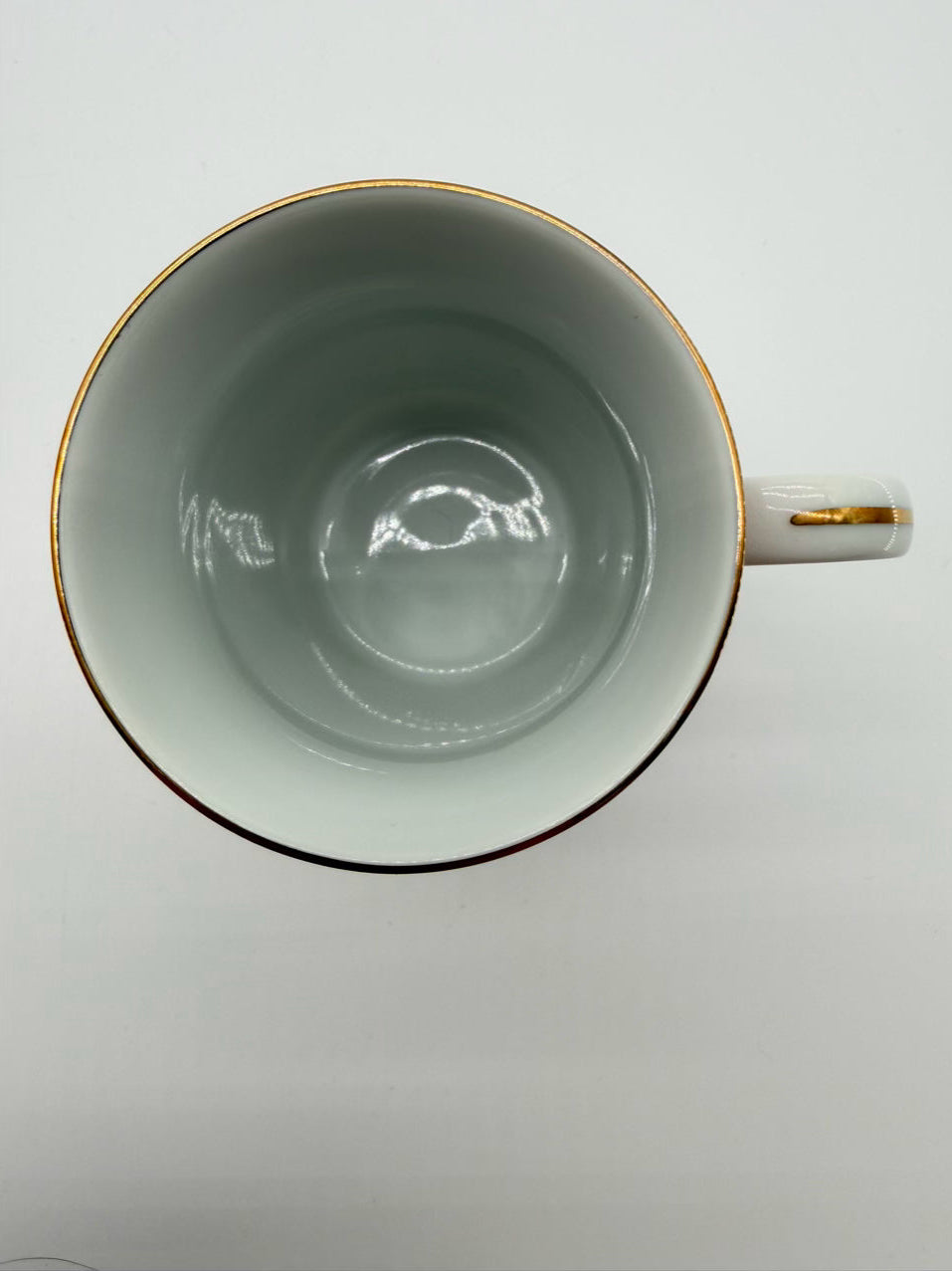 GUMPS Rust, White & Green Porcelain Set Of 12 Peacock Mugs