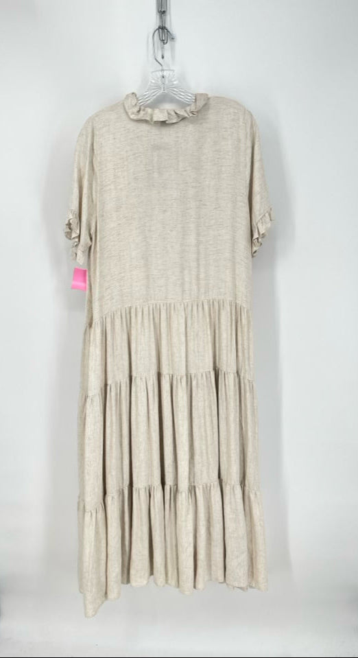 MARIELLE ALMELO Size XL Beige Linen Blend Maxi-Dress