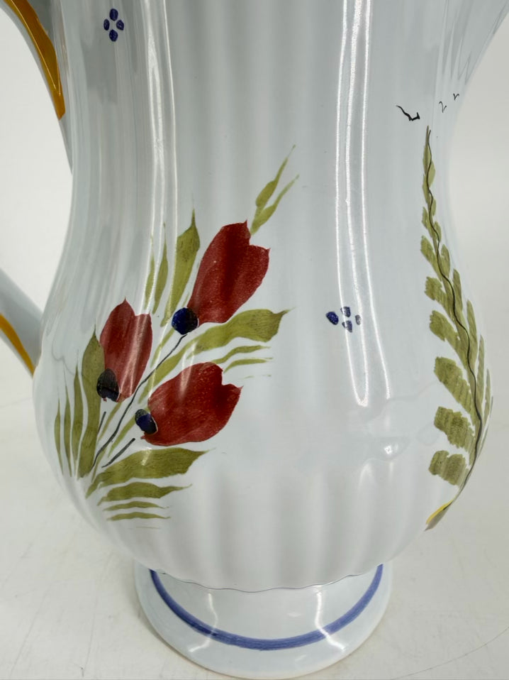 QUIMPER Mistral Blue White, Blue & Yellow Ceramic Pitcher