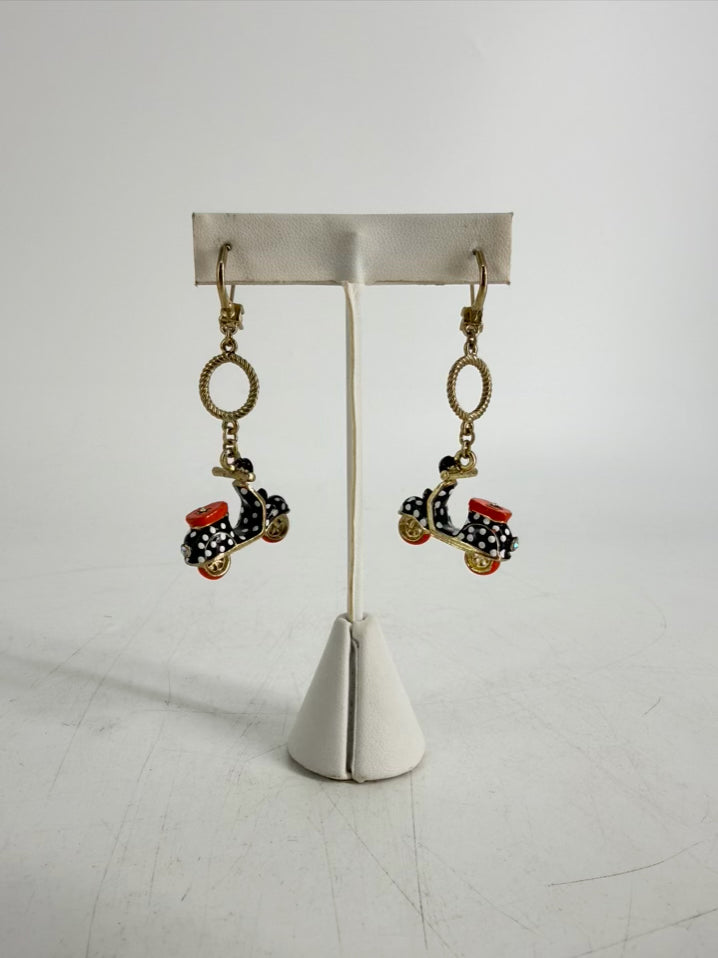 BETSY JOHNSON Black & Gold Mod Collection Polka Dot Moped Necklace & Earring Set