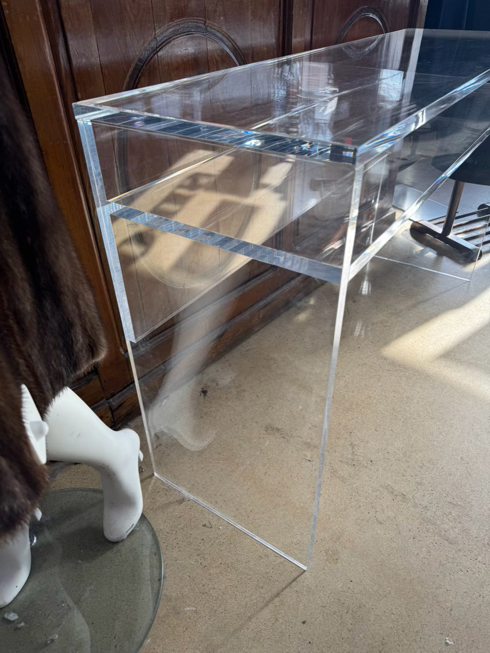 Clear Lucite Desk w/ Shelf