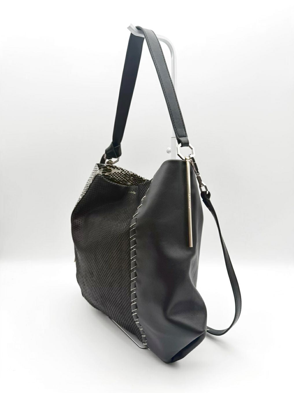 LOUISE ET CIE  Black & White Leather Animal Print Tote Bag NWT