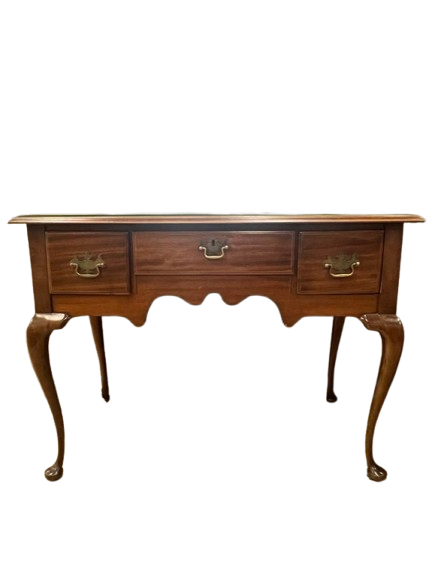 Wood Queen Ann Vanity w/ Drawer & Protective Glass Top