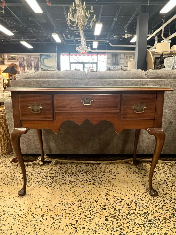 Wood Queen Ann Vanity w/ Drawer & Protective Glass Top