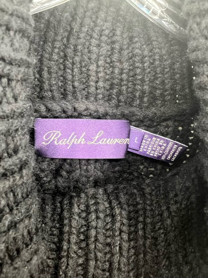 RALPH LAUREN PURPLE LABEL Size L Black Cashmere Turtleneck Sweater
