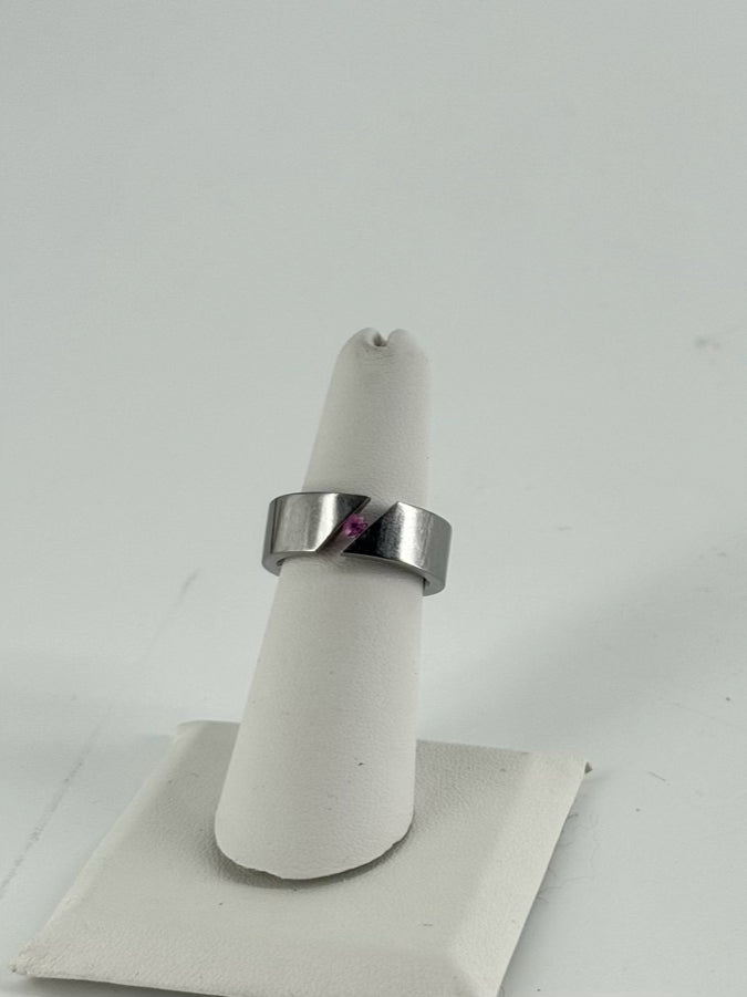 Titanium Pink Sapphire Tension Set Ring