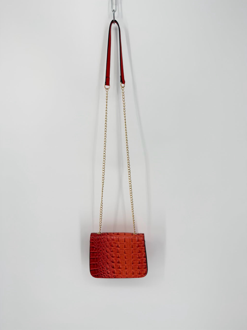 BRAHMIN Orange Leather Embossed Crossbody Bag