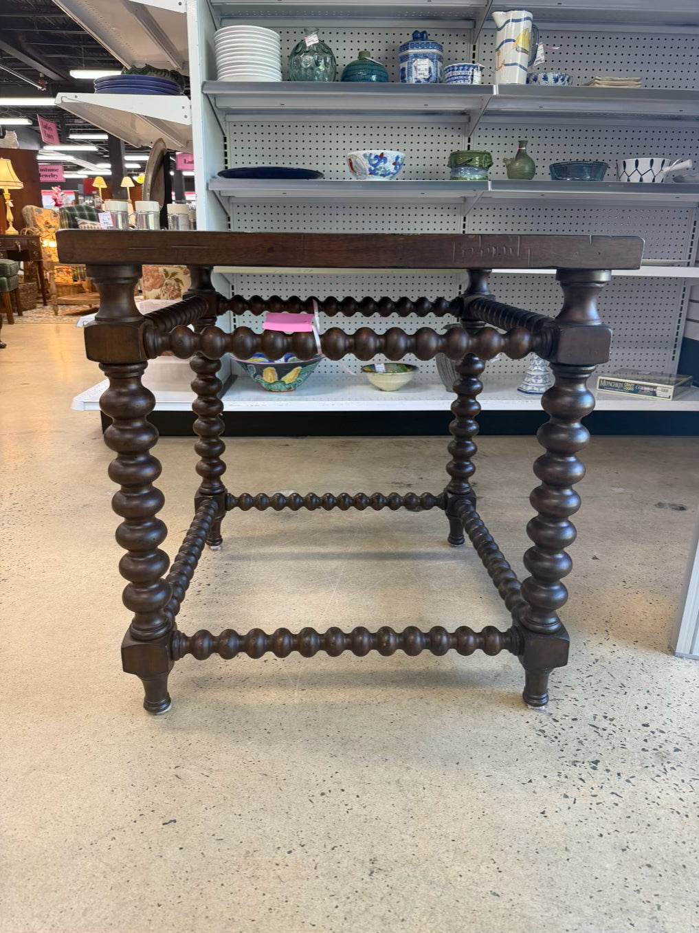 Jacobean Wood Occasional Table w/ Bobbin Style Legs