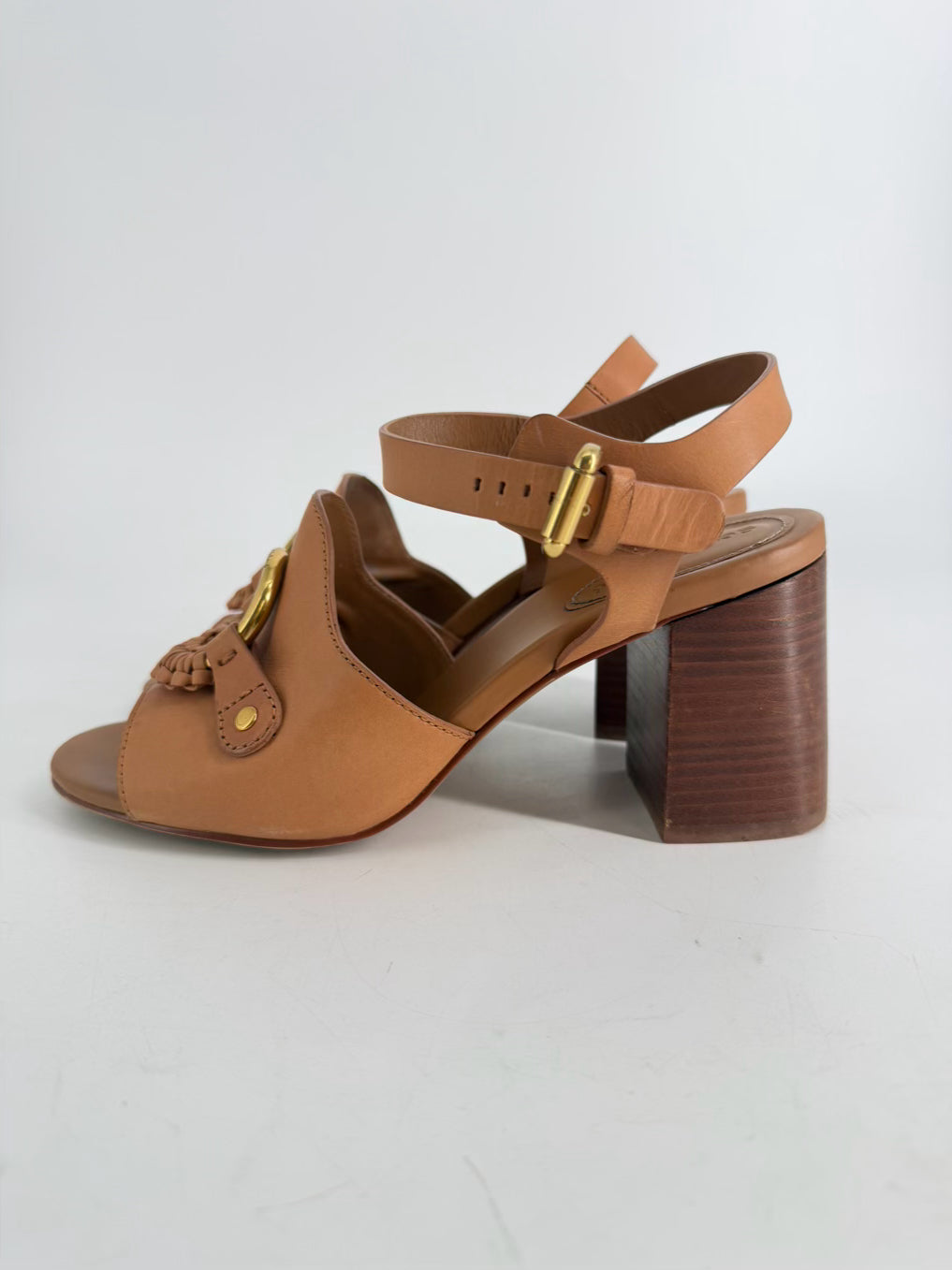SEE BY CHLOE Size 38.5 Chestnut Leather Heels