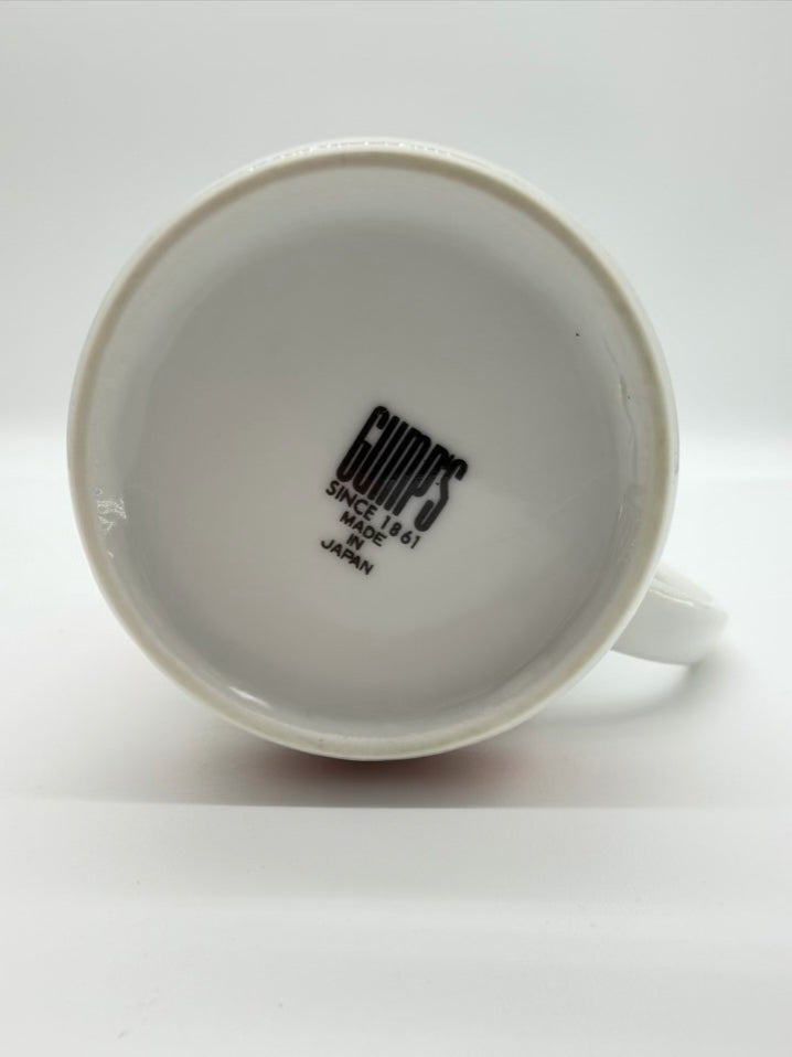 GUMPS Rust, White & Green Porcelain Set Of 12 Peacock Mugs