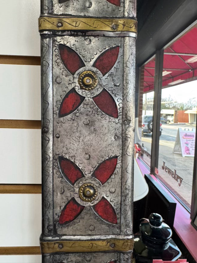 Silver, Red & Gold Wood & Metal Mirror