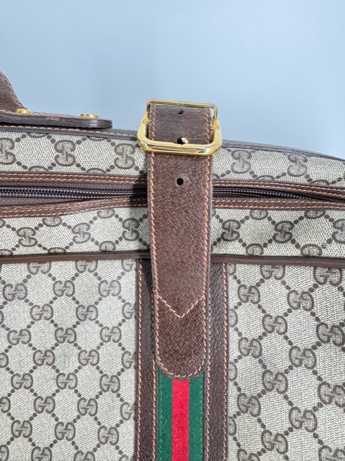 VINTAGE GUCCI Coated Canvas Brown Logo Luggage