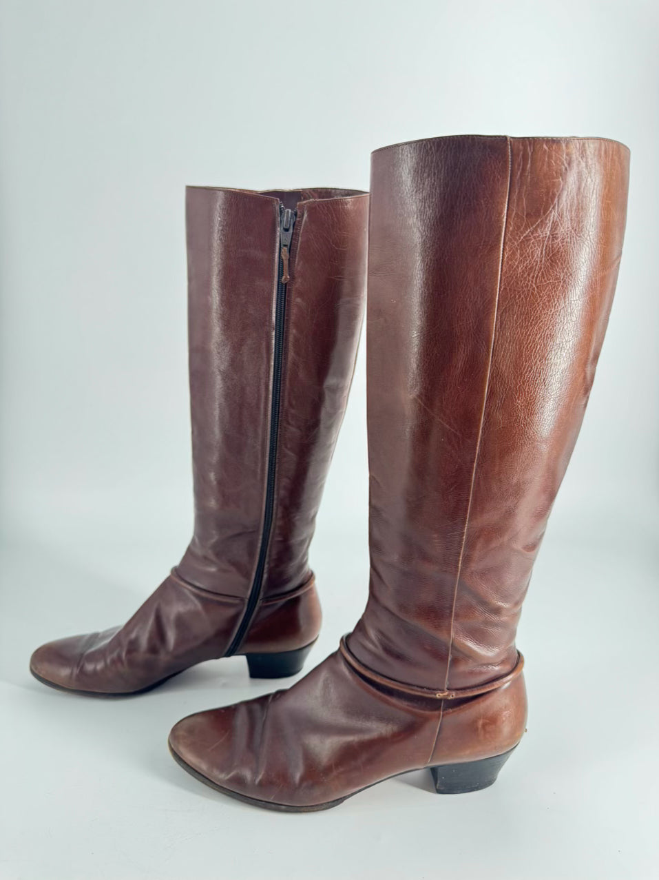 SALVATORE FERRAGAMO Size 9 Chestnut Leather Boots