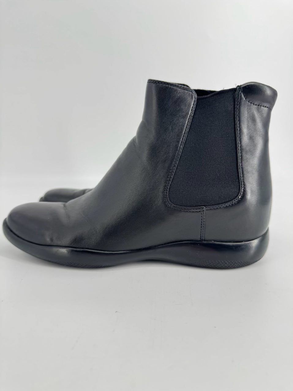 PRADA Size 38.5 Black Leather Booties