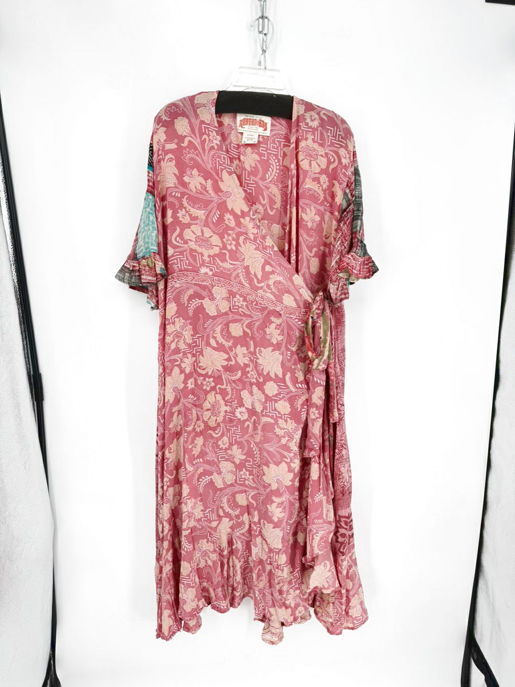 KANTHA BAE Size Wmn's Free Size Pink Ruffle Print Wrap Dress