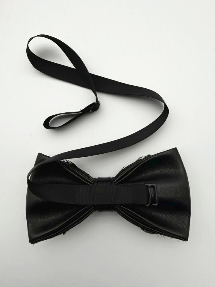 BRACKISH Teal & Black Natural Feather Bowtie w/ Lapel Pin
