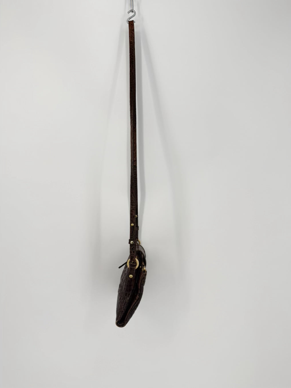 BRAHMIN Chocolate Leather Embossed Crossbody Bag