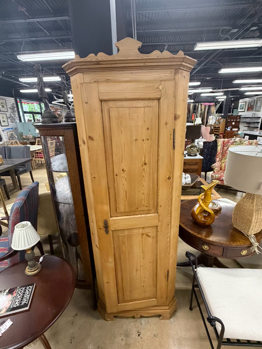 ANTIQUE Mellow Pine Corner Cupboard