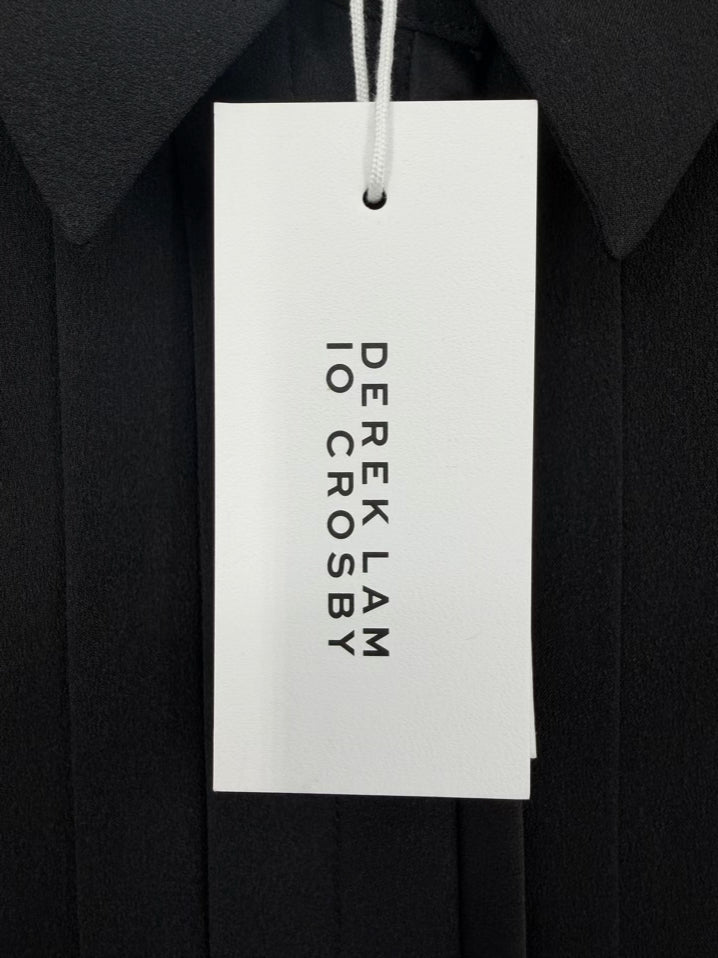 DEREK LAM 10 CROSBY Size Wmn's S Black Pleated Swiss Dot Sheer Blouse NWT