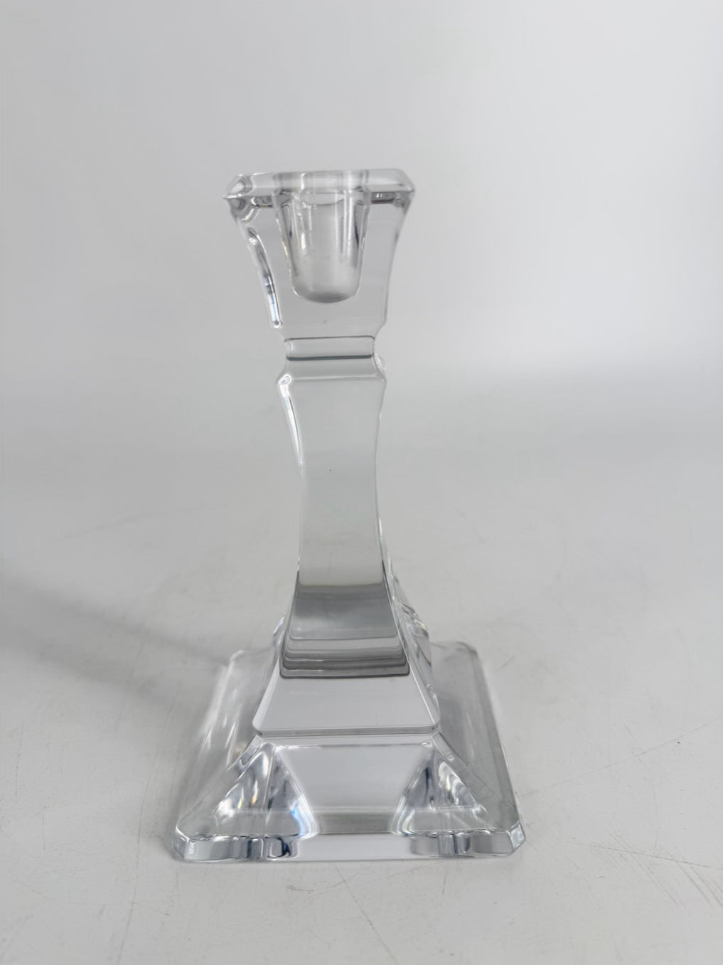 TIFFANY & CO. Clear Glass Short Candleholder w/ Square Base