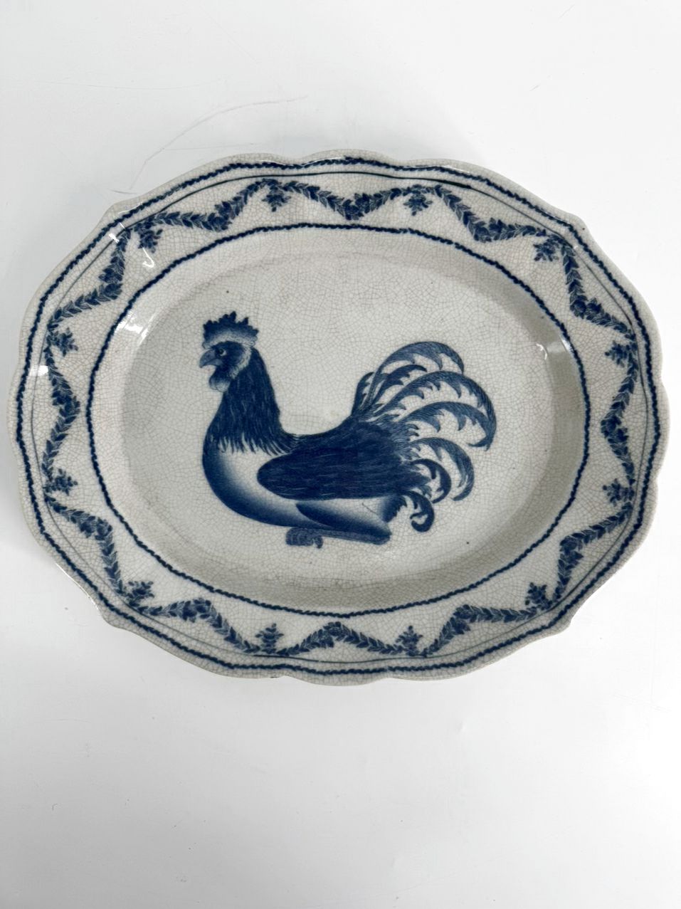 CAPA Blue & White Rooster Ceramic Platter