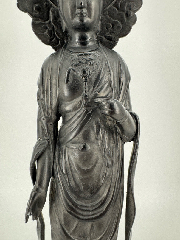 Black Cast Iron Buddhist Figure Statue