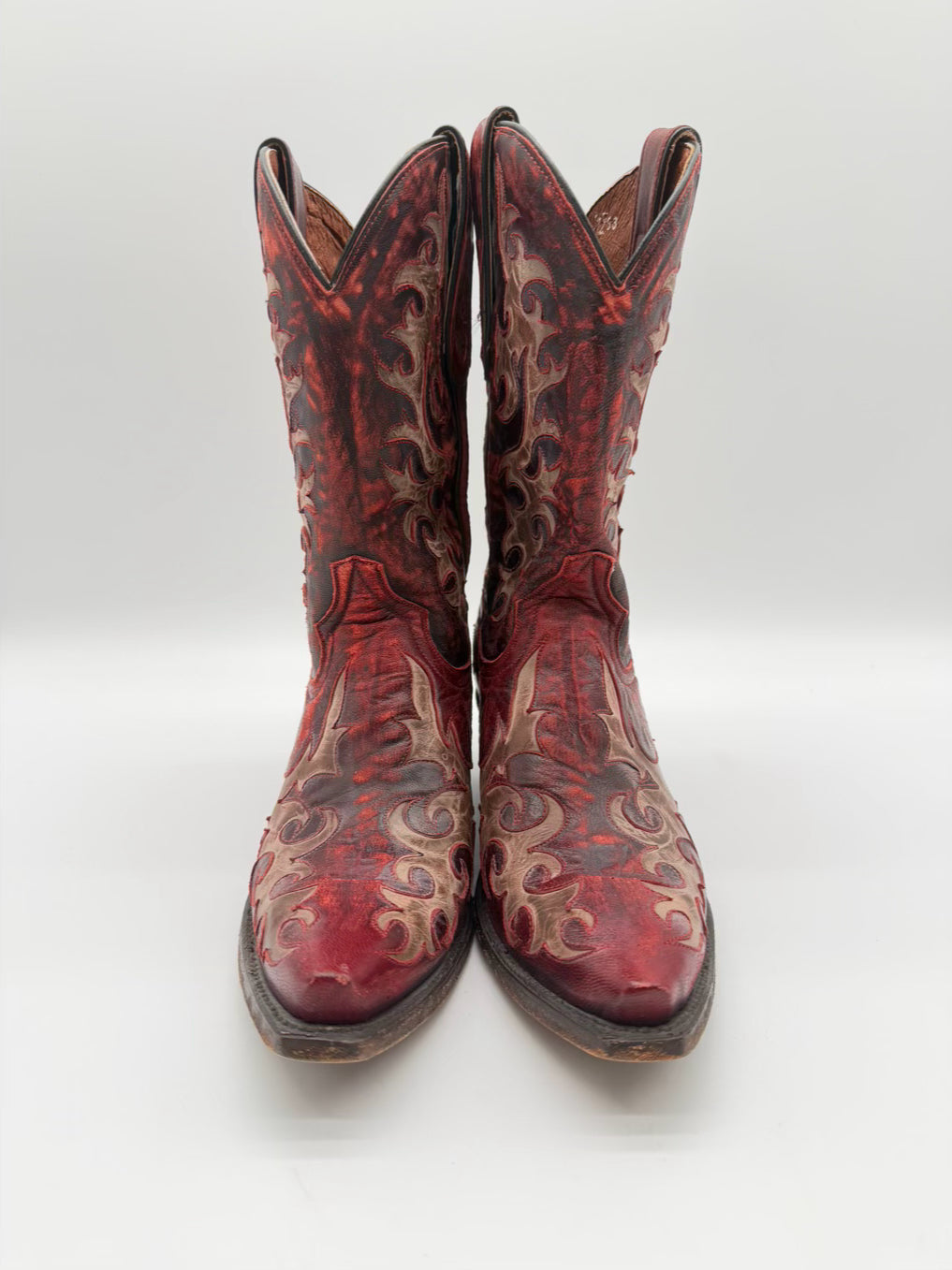 DAN POST WMNS Size 8 Red & Cream Leather Boots