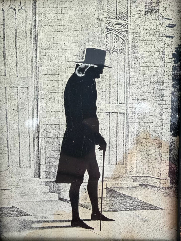 William White Silhouette Lithograph in Black Wood Frame