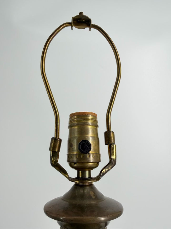 Neo Classical Cobalt Porcelain & Brass Pair Of Lamps