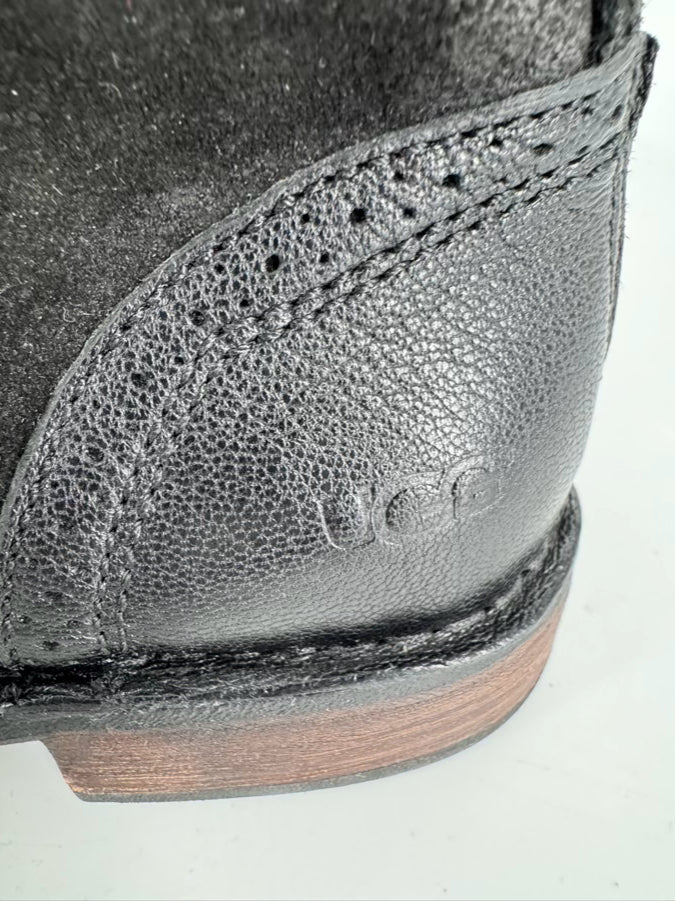 UGG Size 8.5 Black Leather & Suede Boots
