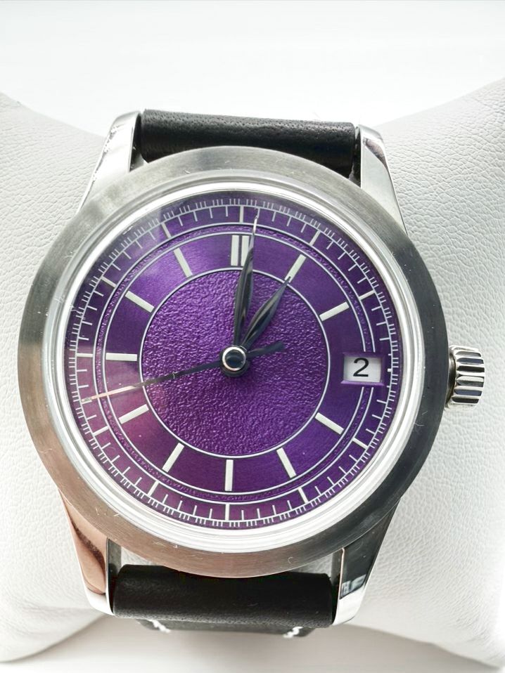 BODERRY Purple Stainless Steel Leather Automatic Watch