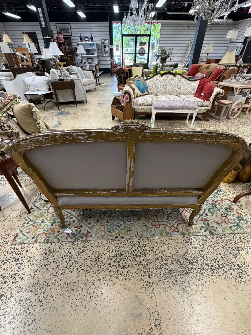 Gold French Louis XV Wood Carved Sofa