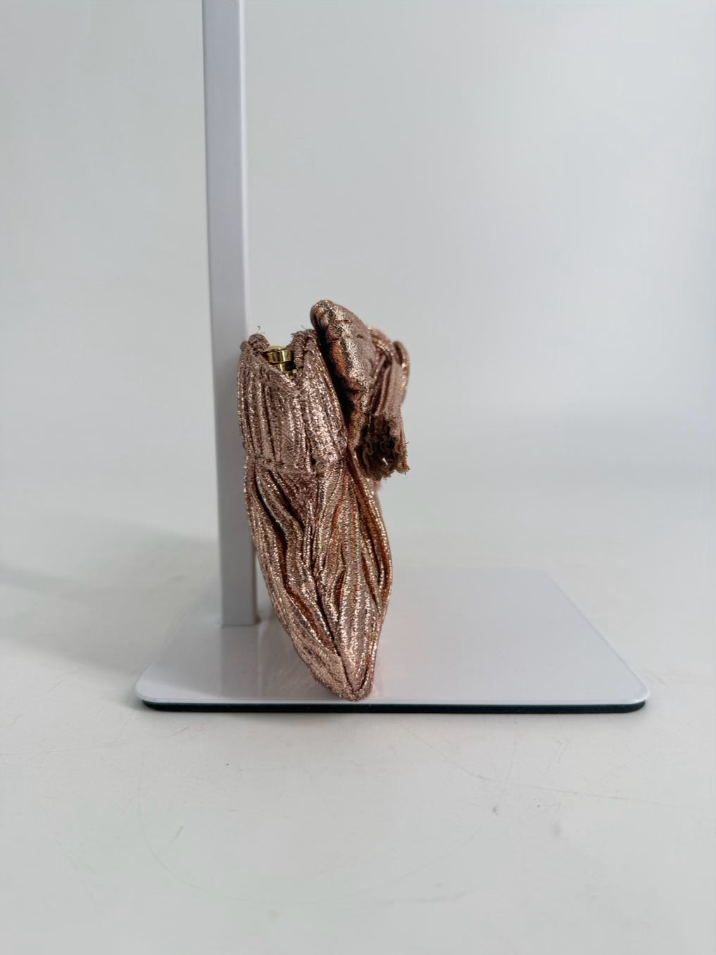 LOEFFLER RANDALL Rose Gold Fabric Crinkle Evening Bag