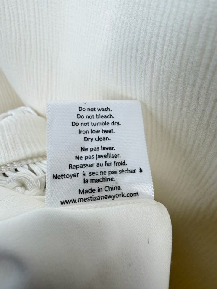 MESTIZA Size M White Tassels Maxi-Dress