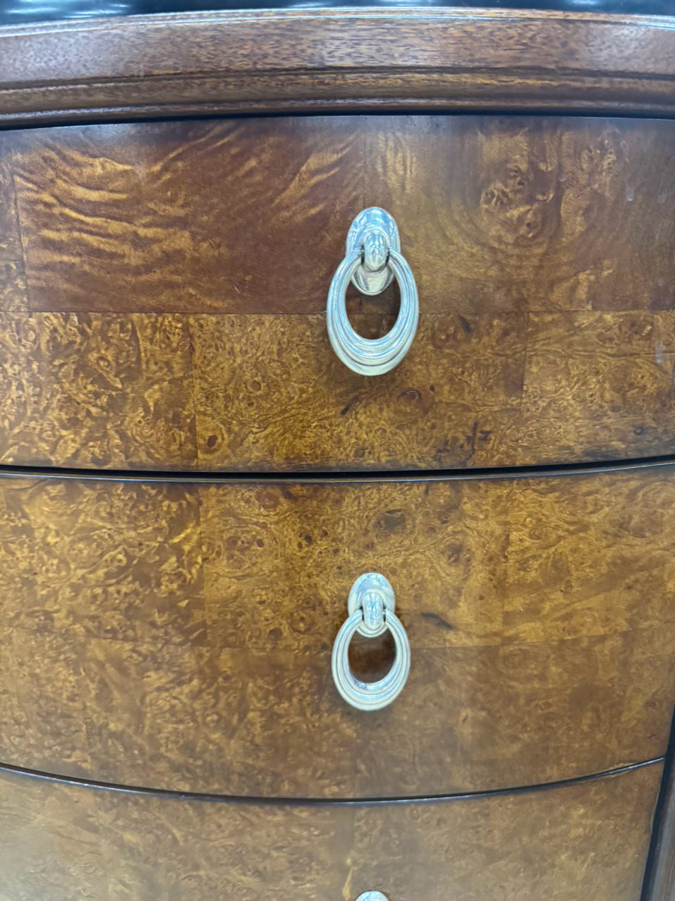 THOMASVILLE Wood Bow Front Credenza w/ Black Stone Top