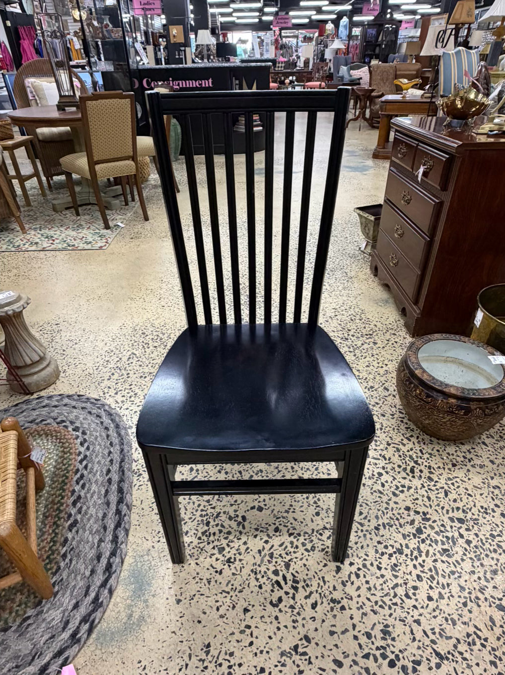 PIER 1 Black & Medium Brown Wood Round Bistro Table & 2 Chairs