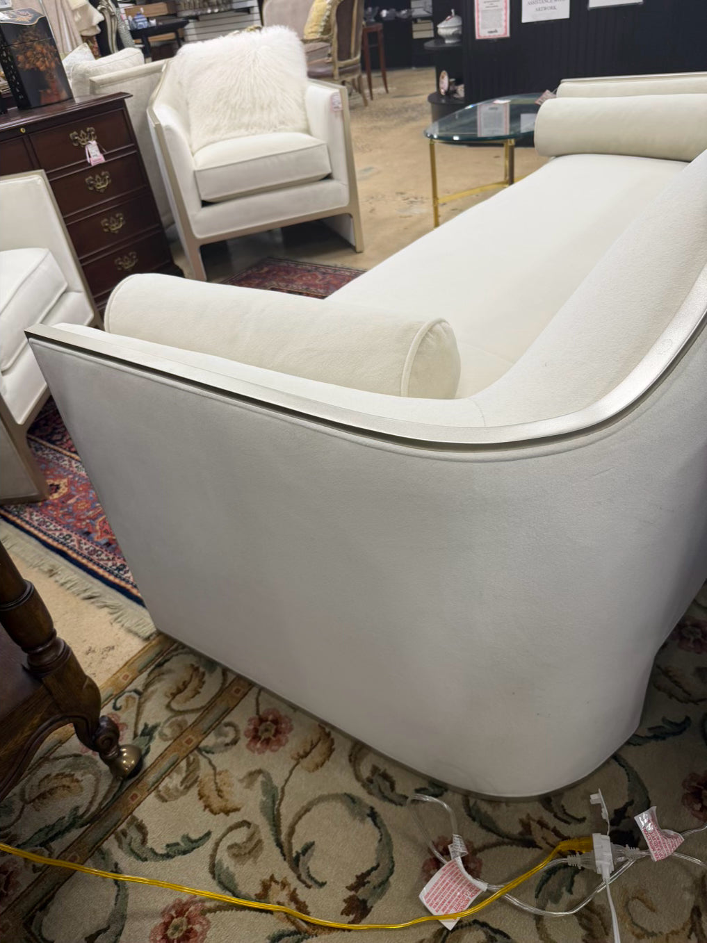 CARACOLE The Cats Meow White Velvet Sofa