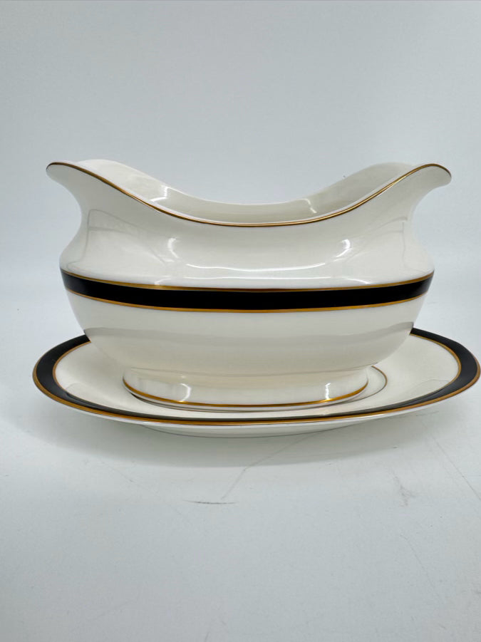 MIKASA White & Black China Dinnerware Set for 12