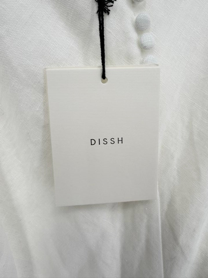 DISSH Wmn's Size 6 White Linen Backless Evening Gown NWT