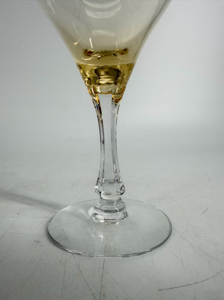 VINTAGE FOSTORIA Crystal Vogue Gold Tint Set of 8 Wine Glasses